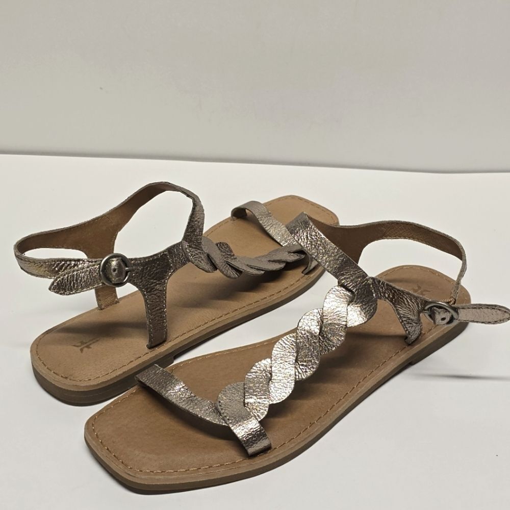 Frye Sydney Braid Sandals Metallic Bronze Leather Women's Size 8